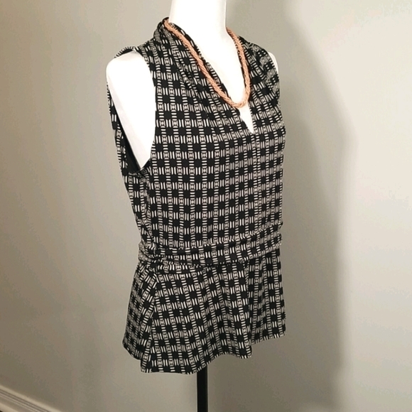 White House Black Market Women's Top Size L Sleeveless Tunic Elastic Waist - Picture 2 of 7